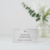 QR Code Pinsel Silver Monogram Modern Visitenkarte (Stehend Vorderseite)