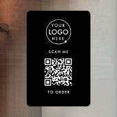 QR Code Place Order | Black Business Logo Fensteraufkleber