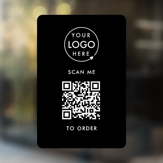 QR Code Place Order | Black Business Logo Fensteraufkleber