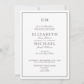 QR Code Plum Lila Classic Monogram Wedding Einladung (Vorderseite)