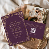 QR Code Plum Lila Foto Minimalistisch Hochzeit Einladung