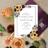 QR Code Plum Lila Sonnenblumenwasser-Hochzeit Einladung