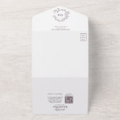 QR-Code Plum Lila Wappen Monogramm Hochzeit All In One Einladung (Außenbereich)