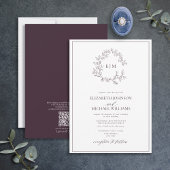 QR-Code Plum Lila Wappen Monogramm Hochzeit Einladung