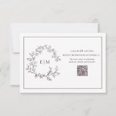 QR-Code Plum Lila Wappen Monogramm Hochzeit RSVP Karte (Rückseite)