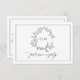 QR-Code Plum Lila Wappen Monogramm Hochzeit RSVP Karte