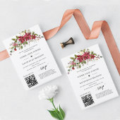 QR Code Poinsettia Floral Gold Wedding Einladung