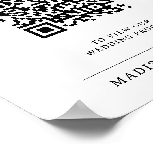 QR Code Poster für Schwarz-Weiß-Hochzeiten (Ecke)