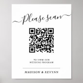 QR Code Poster für Schwarz-Weiß-Hochzeiten (Vorne)