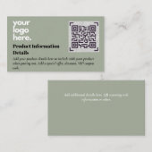 QR Code Produktverpackung Garantiedetails Coupon Begleitkarte (Vorne/Hinten)