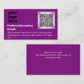QR Code Produktverpackung Garantiedetails Coupon Begleitkarte (Vorne/Hinten)