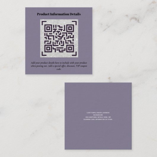 QR Code Produktverpackung Garantiedetails Coupon Begleitkarte (Vorne/Hinten)