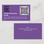 QR Code Produktverpackung Garantiedetails Coupon Begleitkarte (Vorne/Hinten)