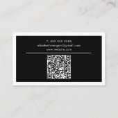 QR Code Professional Monogram Logo Black White Visitenkarte (Rückseite)