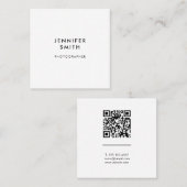 QR-Code Profi Minimal Weiß Quadrat Geschäftlich Quadratische Visitenkarte (Vorne/Hinten)