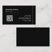 QR-Code Profi Minimalistisch Schwarz Saubere Linie Visitenkarte (Vorne/Hinten)