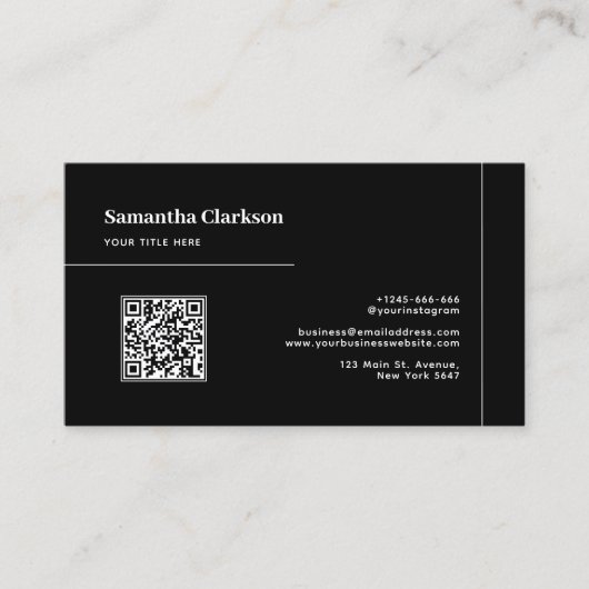 QR-Code Profi Minimalistisch Schwarz Saubere Linie Visitenkarte (Vorderseite)