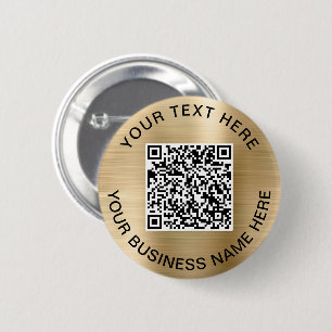 QR Code Promotional Gold Button