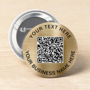QR Code Promotional Gold Button