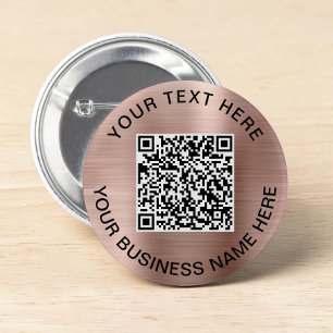 QR Code Promotional Rose Gold Button