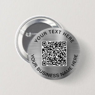 QR Code Promotional Silver Button