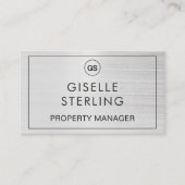QR Code Property Manager Pinsel Silver Monogram Visitenkarte (Vorderseite)