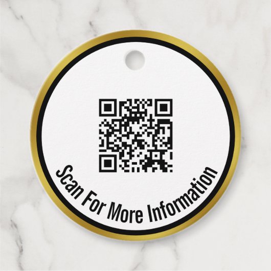 QR-Code prüfen für weitere Informationen Schwarz-w Geschenkanhänger (Vorderseite)