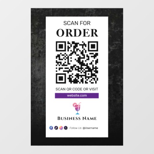 QR-Code-Prüfung auf Bestellung | Restaurant Café Fensteraufkleber (Blatt)
