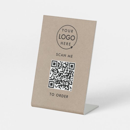 QR-Code-Prüfung auf Bestellung | Rustikale Kraft-K Sockelschild (Vorderseite)