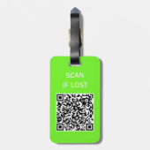 QR-Code-Prüfung bei verlorenem Neon Green Gepäckanhänger (Rückseite vertikal)