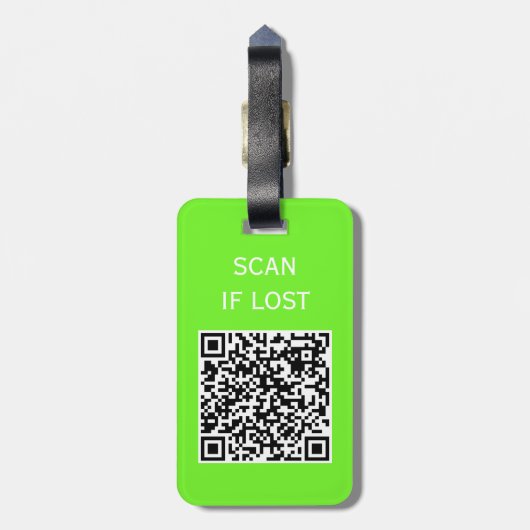 QR-Code-Prüfung bei verlorenem Neon Green Gepäckanhänger (Rückseite vertikal)