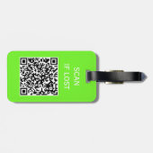 QR-Code-Prüfung bei verlorenem Neon Green Gepäckanhänger (Rückseite horizontal)