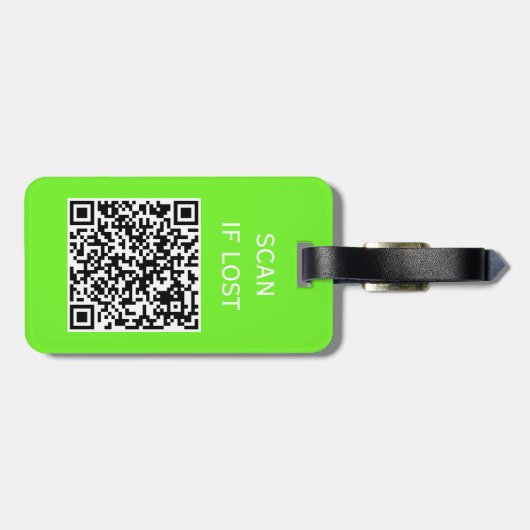 QR-Code-Prüfung bei verlorenem Neon Green Gepäckanhänger (Rückseite horizontal)