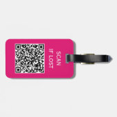 QR-Code-Prüfung bei verlorenem Neonrosa Gepäckanhänger (Rückseite horizontal)