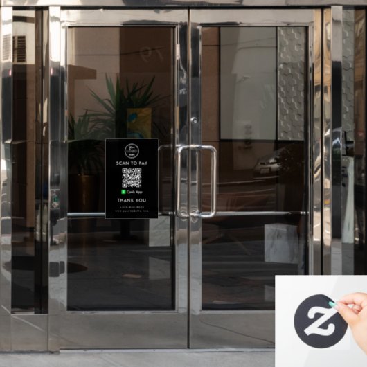 QR-Code-Prüfung für berufliche Cash-App-Logos Fensteraufkleber (Büro Tür)