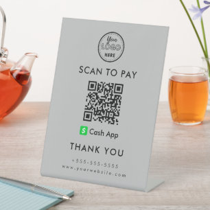 QR-Code-Prüfung für berufliche Cash-App-Logos Sockelschild