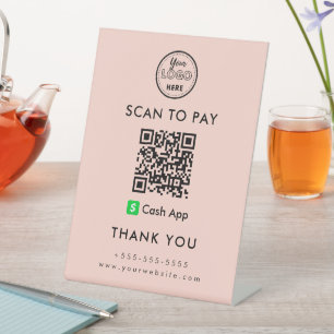 QR-Code-Prüfung für berufliche Cash-App-Logos Sockelschild