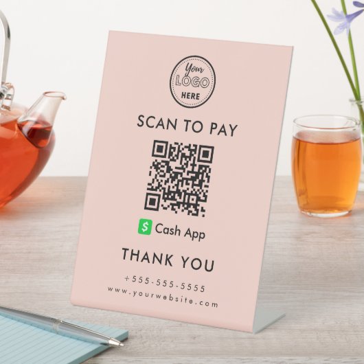 QR-Code-Prüfung für berufliche Cash-App-Logos Sockelschild (In Situ)