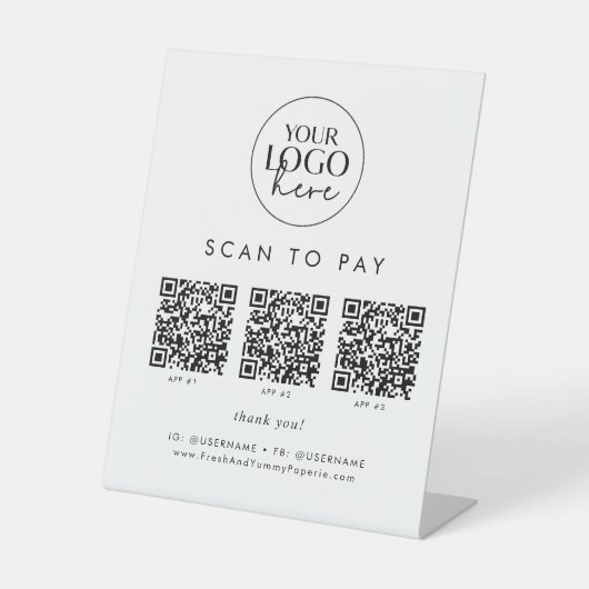 QR-Code-Prüfung für Chic Typografy Business-Logos Sockelschild (Vorderseite)