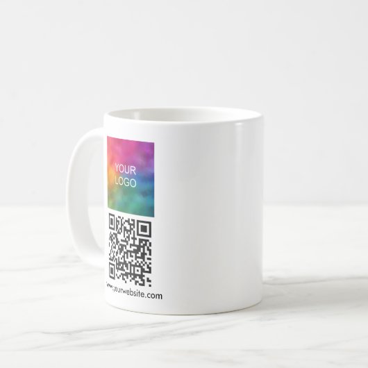 QR-Code-Prüfung in Business-Logos Weiße Vorlage Kaffeetasse (Vorderseite Links)