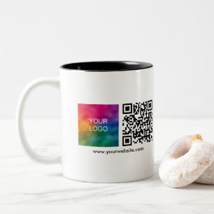 QR-Code-Prüfung Minimalistische Vorlage für Geschä Zweifarbige Tasse