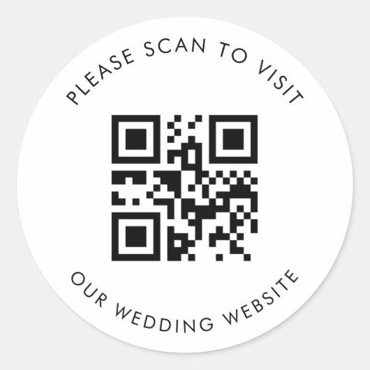 QR-Code-Prüfung zum Besuch unserer Hochzeitswebsit Runder Aufkleber (Vorderseite)
