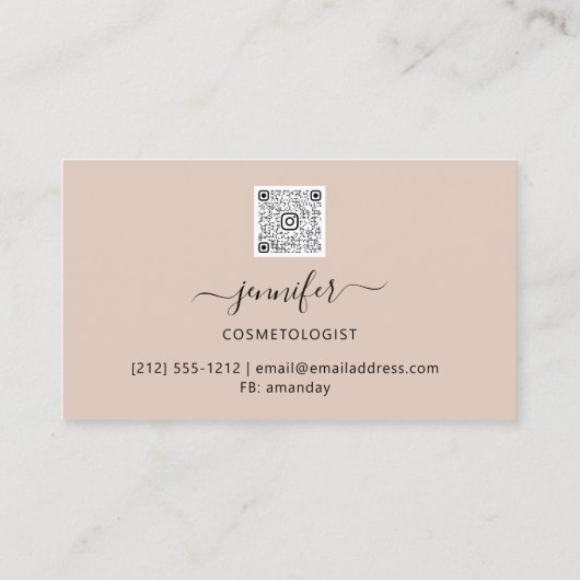 QR-Code-Pulverblush-Minimalismus für Veranstaltung Visitenkarte (Rückseite)