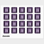 QR Code purple cute lost found Quadratischer Aufkleber (Blatt)