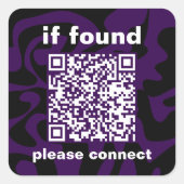 QR Code purple cute lost found Quadratischer Aufkleber (Vorderseite)