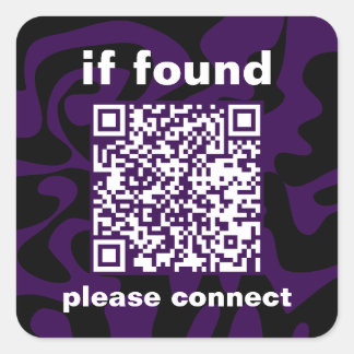 QR Code purple cute lost found Quadratischer Aufkleber