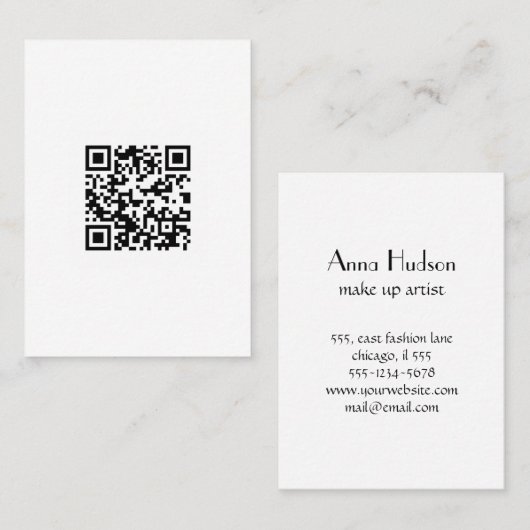 QR-Code, Quick Response-Code, Schwarz und Weiß Visitenkarte (Vorne/Hinten)