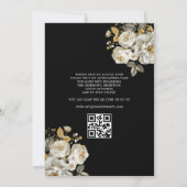 QR Code Quinceanera Bloral Gold Princess Einladung (Rückseite)