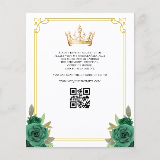QR-Code Quinceanera Emerald Green Flyer (Hinten)