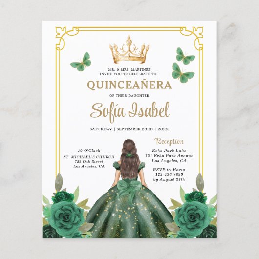 QR-Code Quinceanera Emerald Green Flyer (Vorne)